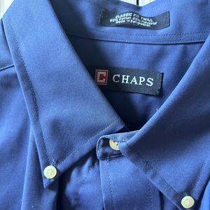 Mens Chaps button down shirt - solid blue - 16-1/2x 34/35 - great shape